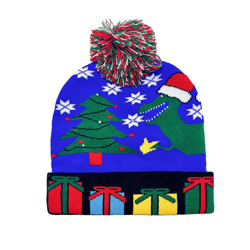 Hot Sale Jacquard Christmas Hat Hairball Ruffled New Year's Gift Winter Warm Cover Knitted Hat