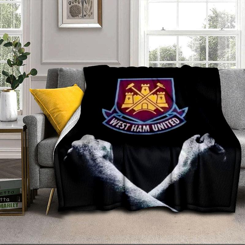 West Fußball Club Decke Flanelldecke für Bett, Sofa, Camping, Wandern, Picknick Zubehör, Geschenk für Familie Fan Geschenke