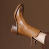 Chelsea Boots Autumn Coarse Heel Brown Short Boots Women's British Handsome Martin Boots Leather Boots