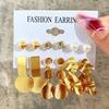 New Gold Color Big Circle Hoop Earring Set for Women Fashion Bohemia Vintage Pearl Earring Heart Zircon Ear Studs Jewelry Gifts