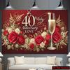Fundal Decor Fotografie Aniversare Nuntă 40 Ani Flori Roșii Rubin 2D