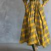 European and American French Style Retro Plaid Waist Fashionable and Elegant Big Swing Dress