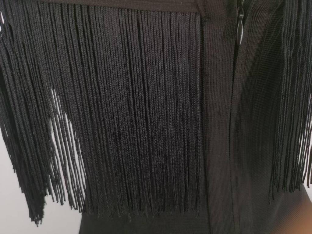 Elegant Tassel Waist-Cinching Bandage Evening Dress for Women