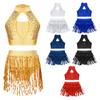 Crianças meninas lantejoulas colheita superior com saia conjunto jazz dança latina roupas 2 peça desempenho traje dancewear