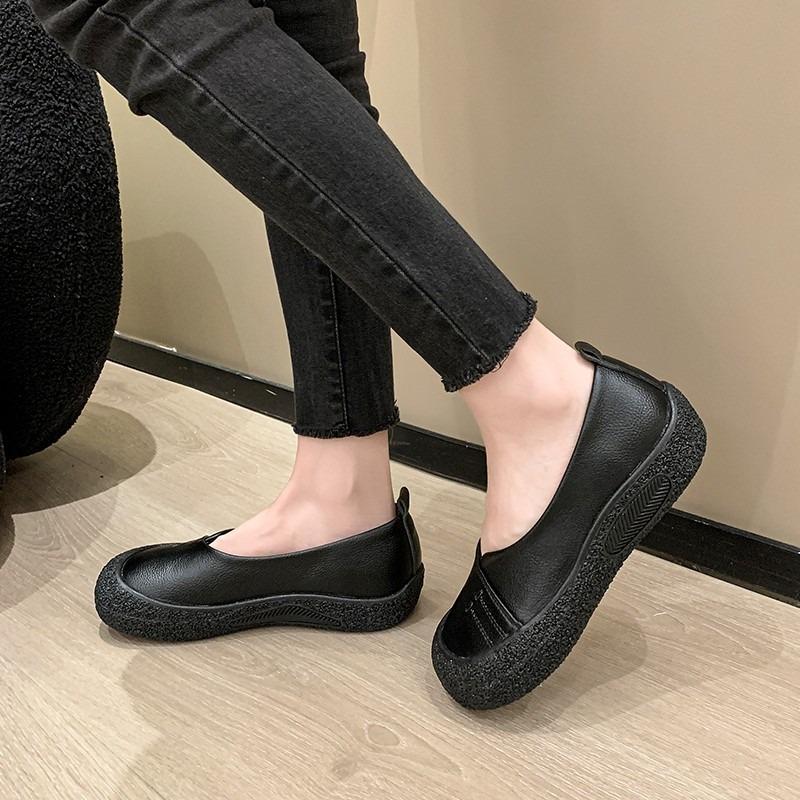 Fashion Slip-on Flat Single Shoes Autumn New Round Toe Shallow Mouth Soft Sole Non-slip Wear-resistant Low-heeled Shoes