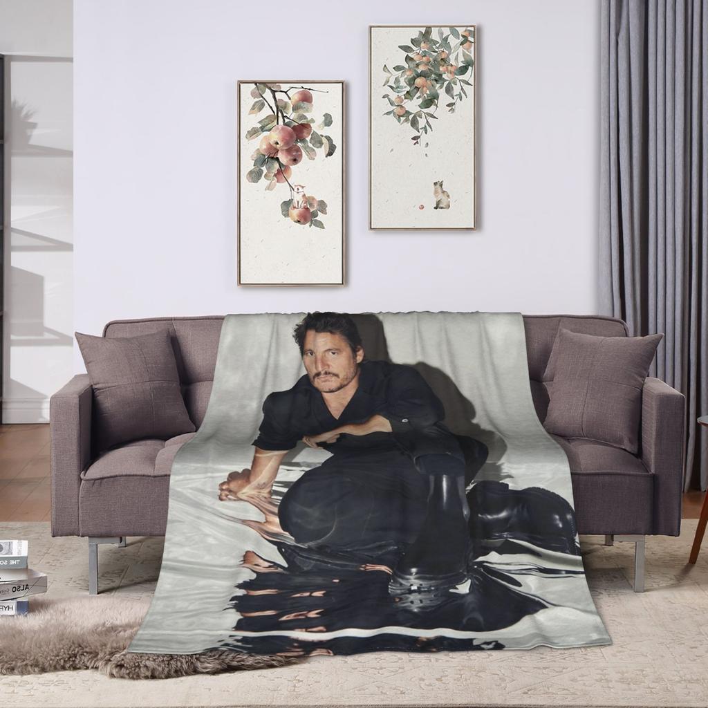 Pedro Pascal Photo Collage Blankets Flannel Printed Breathable Warm Throw Blanket for Home Office Bedspreads