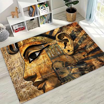 Alte Ägyptische Hieroglyphen Symbole Geschnitzte Wandmalereien Teppich für Schlafzimmer Wohnzimmer Sofa Fußmatte Dekor, Kinder rutschfeste Bodenmatte