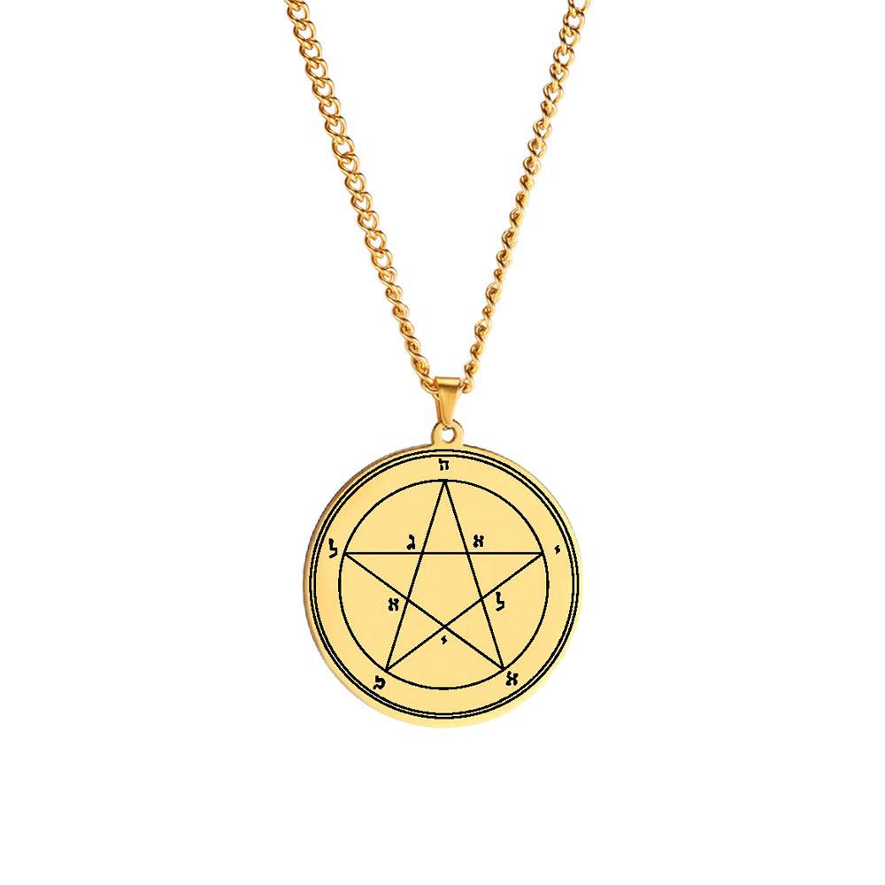 Edelstahl Siegel Salomos Amulett Halskette: Jupiter, Mars, Merkur, Mond, Saturn, Sonne, Venus