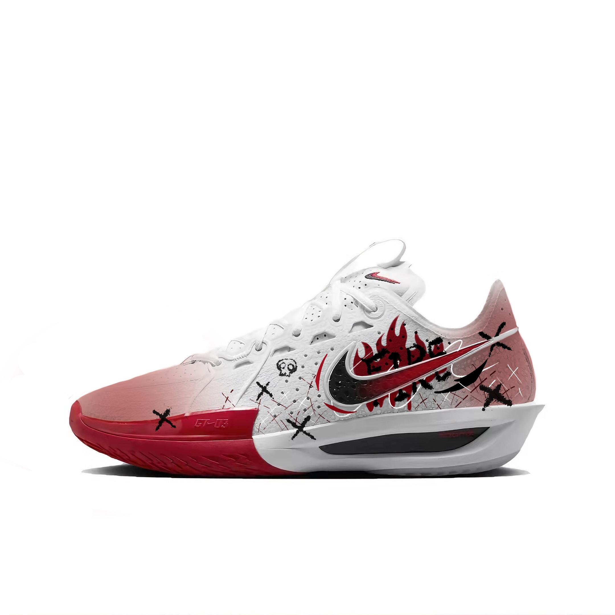 

Nike Air Zoom G.T. Cut 3 Blue Flame Fabric Abrasion Resistant Coverage Low top Basketball Shoes Unisex Red Black DV2918-103(Team240-) 41