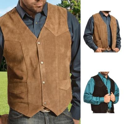 Men Vest Coat V-Neck Sleeveless Single Breasted Solid Color Waistcoat with Pockets Slim Fit Cargo Vest Daily Wear