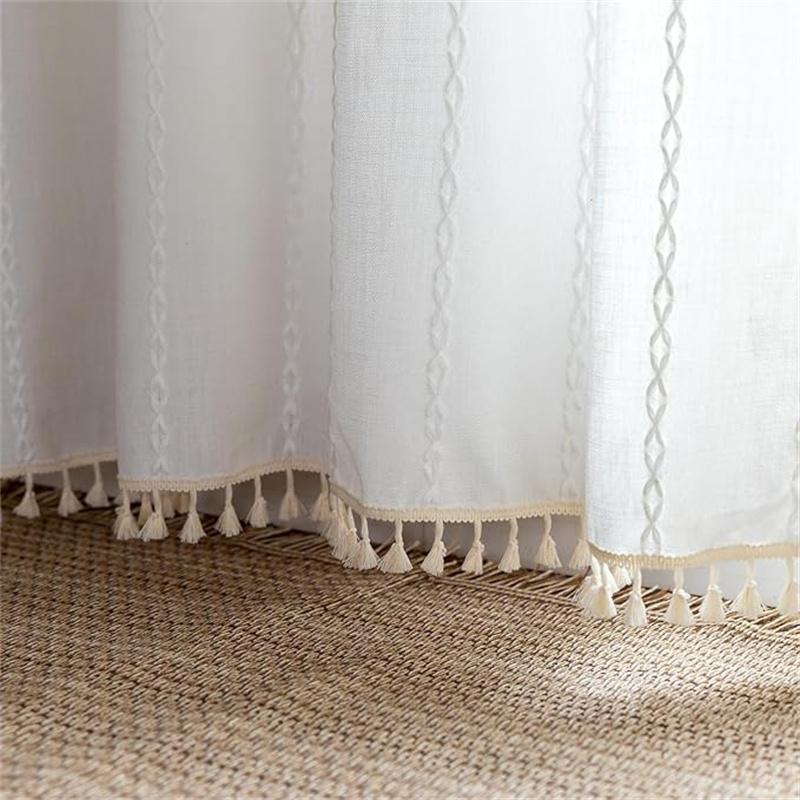 Home Door Curtain for Doorway, Light-filtering Privacy Curtain Bohemian Embroidered Curtain Decoration, Suitable for Temporary Room Dividers,