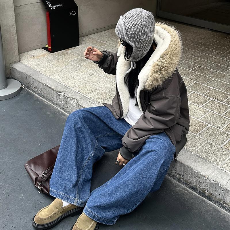 Women's Large Fur Collar Hooded New Cold Lightweight Thickened Padded Fluffy Warm Loose High-quality Fabrics Casual Sports Cotton Jacket Pie Overcoat