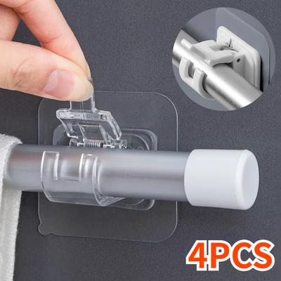 2/4PCS Nail-Free Adjustable Curtain Rod Holders Clamp Hooks Kitchen Bathroom Door Self-adhesive Hook Home Accessories Wall Hook