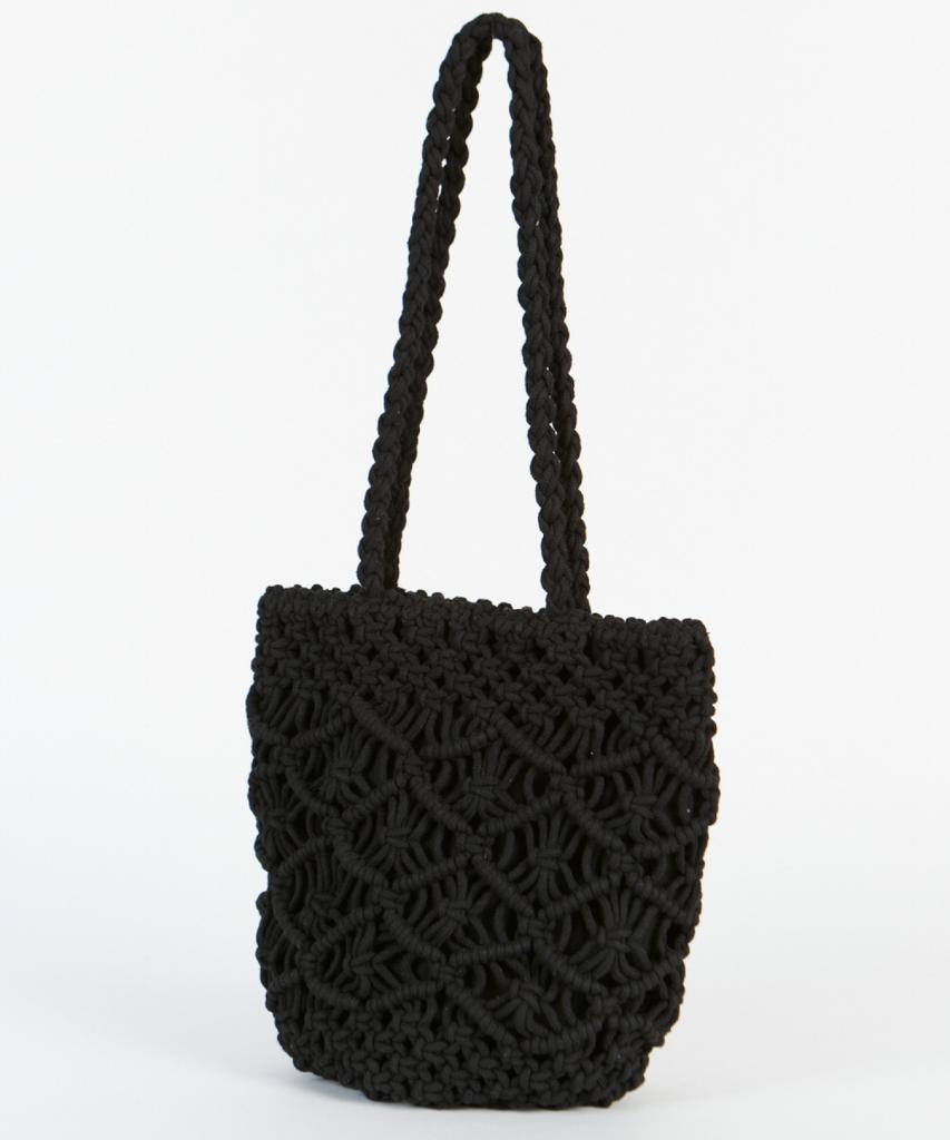 Maia Handcrafted Macrame Shoulder & Tote Bag - Black