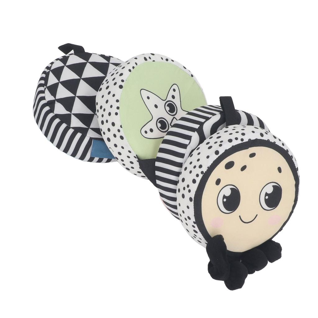 Sammenleggbar Krybbebeskytter Stoffbok Svart og Hvit Høy Kontrast Myk Bok for Baby Pedagogisk