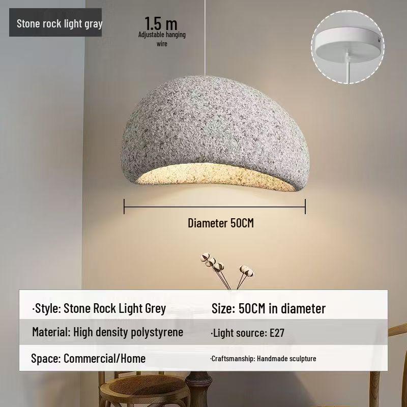 Wabi-Sabi Rock Grey Pendant Light for Dining, Living, Hotel, Villa, Bar, and High Ceilings