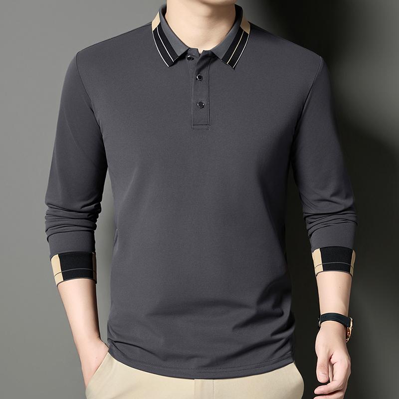 

Men S Business Color Clash Collar Long Sleeve Polo Shirt 2026 Autumn New Collection, Falling Feel, Daily Simplicity Polo Shirt 4XL