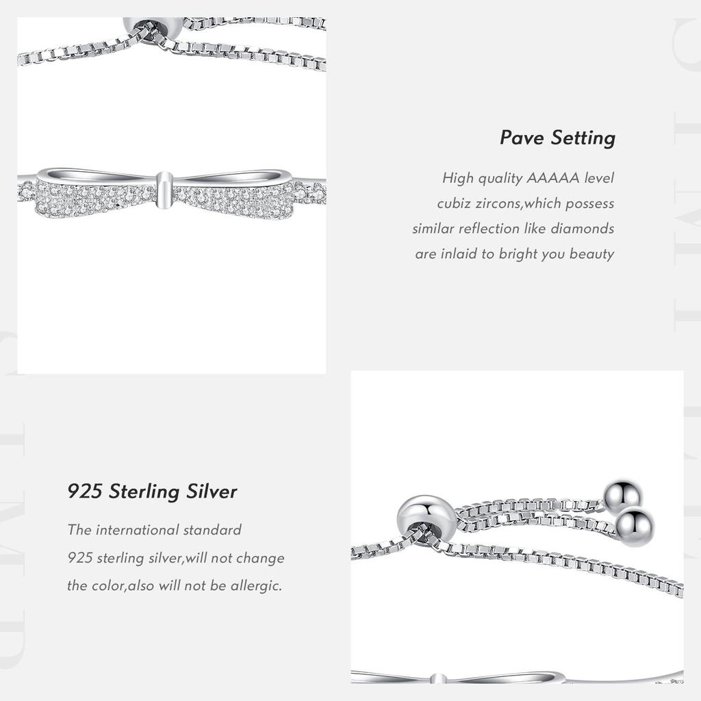 MODIAN Bracelet à nœud papillon en argent Sterling 925 pour femmes, breloque de luxe, lien de chaîne réglable, bijoux fins à la mode