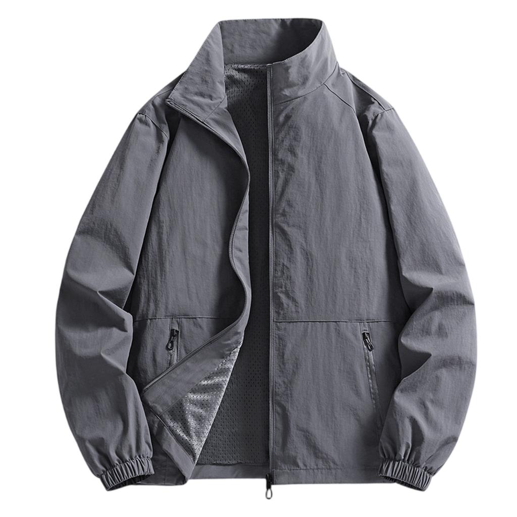 Men's Summer Light And Solid Color Outdoor Loose Large-sized Sun-protective Clothing, Waterproof Windbreaker Jacket
