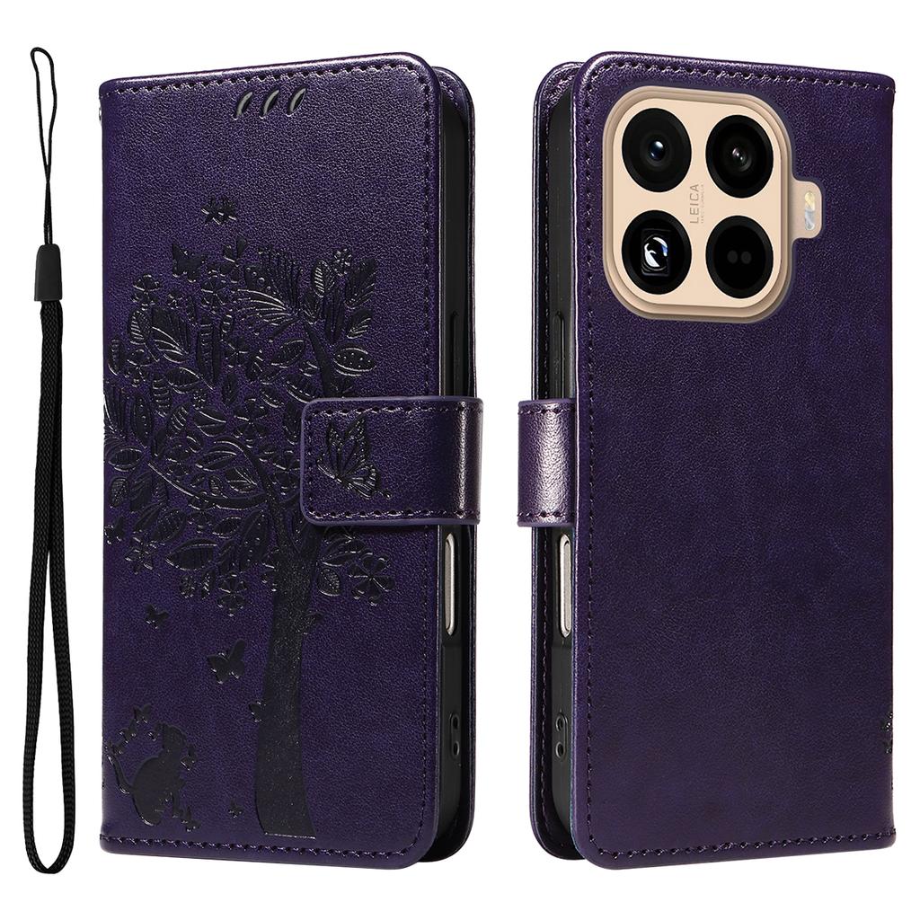For Xiaomi 15T Pro Phone Case with Stand Cat Tree Pattern Leather Wallet Mobile Cover