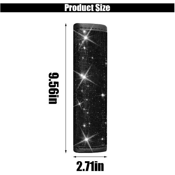 2PCS Bling Car Seat Belt Shoulder Pads, Bling Rhinestones Seat Belt Covers For Women, Car Seatbelt Strap Pad With Crystal Diamond, Car Interior