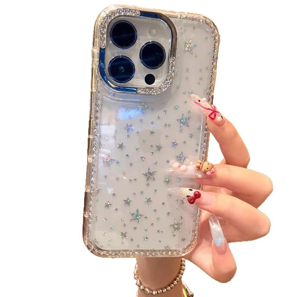 Laser Star Sparkling Diamond Phone Case for Apple 17PROMAX Personalized Cute Goddess Inlaid Diamond Phone Case