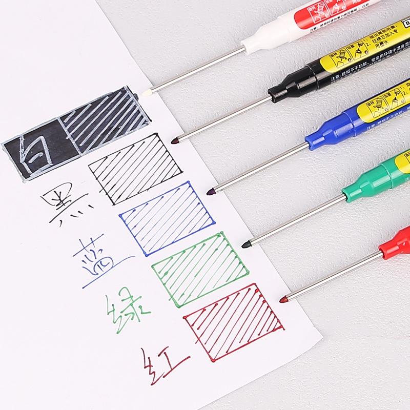 1Pcs 45Mm Extra-Long Nib Oil-Based Marker, Refillable, Black, For Deep Hole Line Marking On Wood, Tile, Construction Site