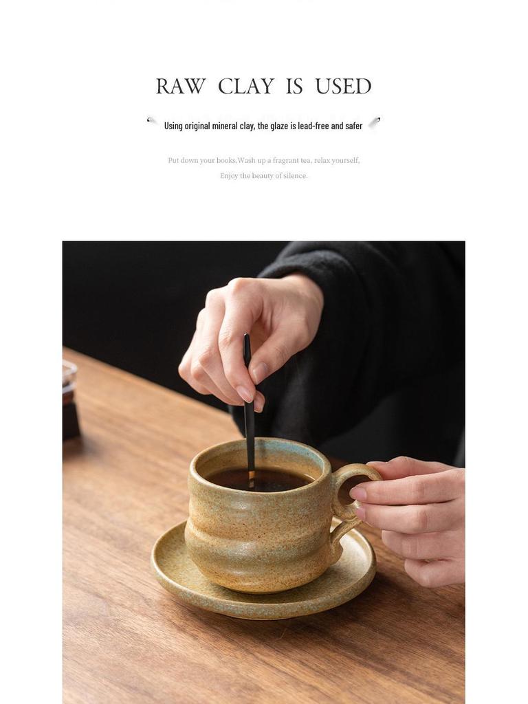 Retro Ceramic Coffee Cup & Saucer Set with Kiln-Change Design for Afternoon Tea