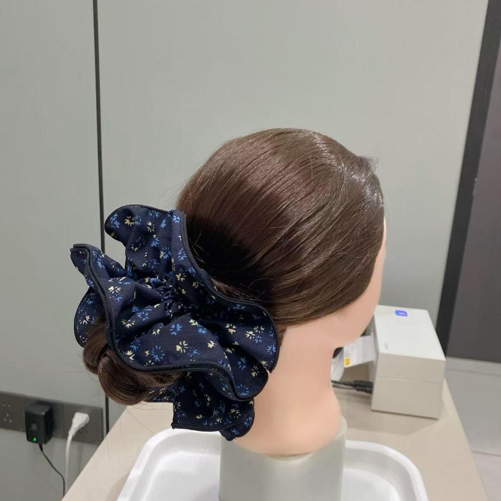 Extra Large Ruffled Retro Mori Style Scrunchie with Korean High-End Fabric Hair Tie
