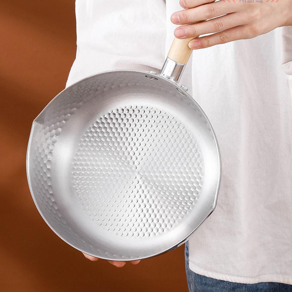430 Stainless Steel Soup Pot Milk Pot Frying Pan Wok Wooden Handle Home Japanese Snow Pan Saucepan Utensils Kitchen Cookware