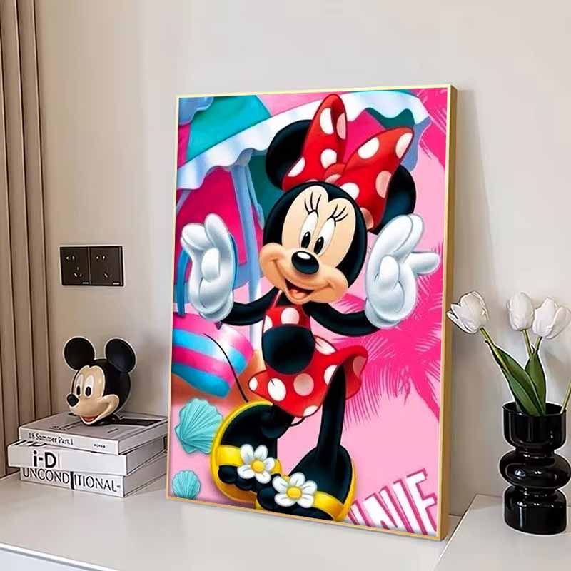 Disney Diamond Painting Minnie Mouse Summer Beach Vibrant Illustration 5D Diamond Painting Art Embroidery Cross Stitch Room Decoration