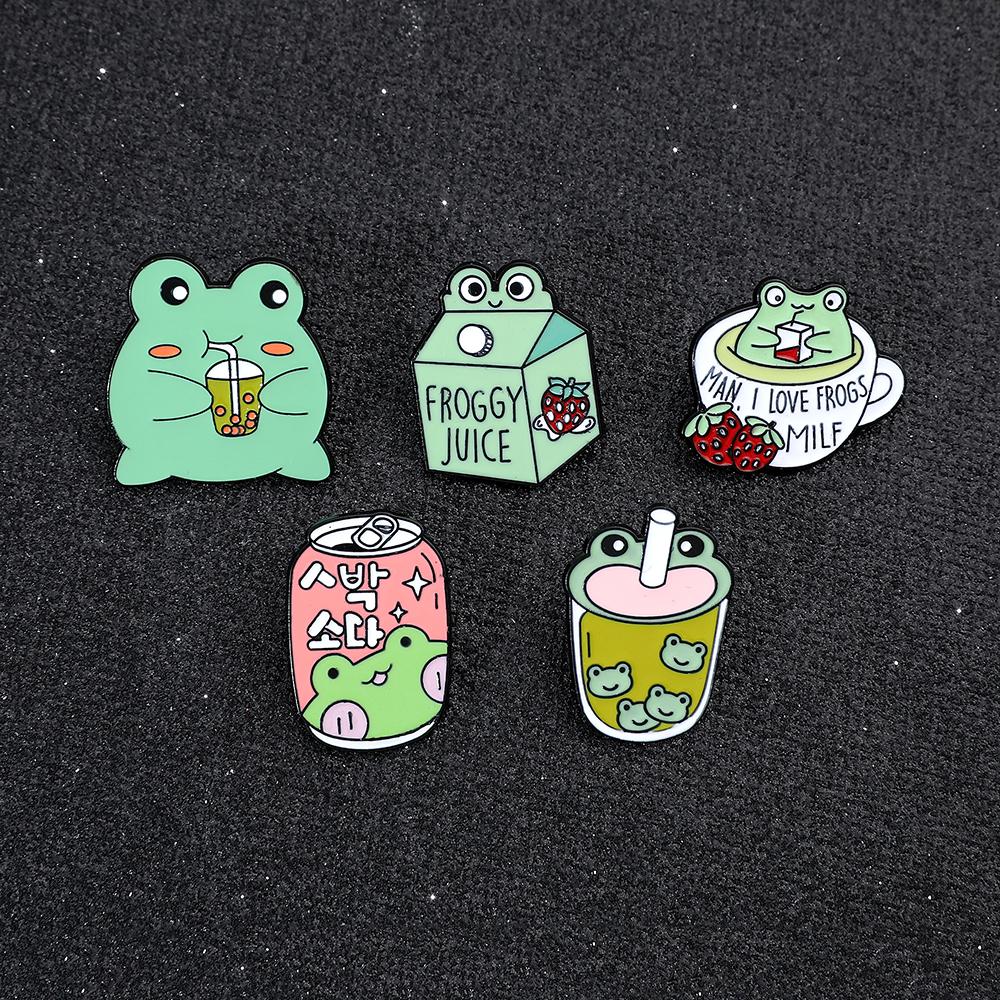Funny Frog Brooch Charms for Accessories Men Lapel Pins Women Badge Boy Girl Bag Decorations Buckle Accessories Gifts