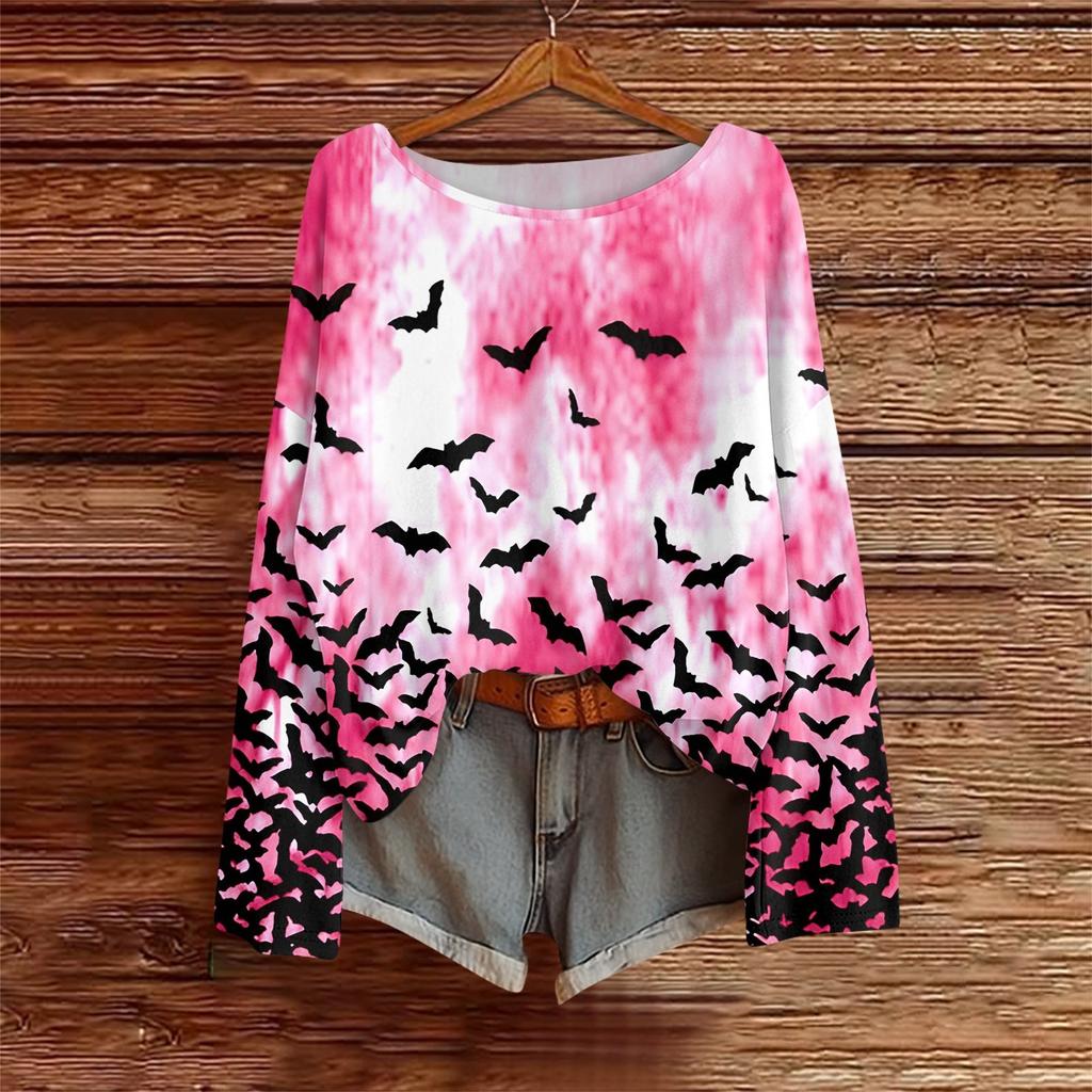 Long Sleeve Shirts For Women Print Graphic Tees Blouses Casual Plus Size Basic Tops Pullover