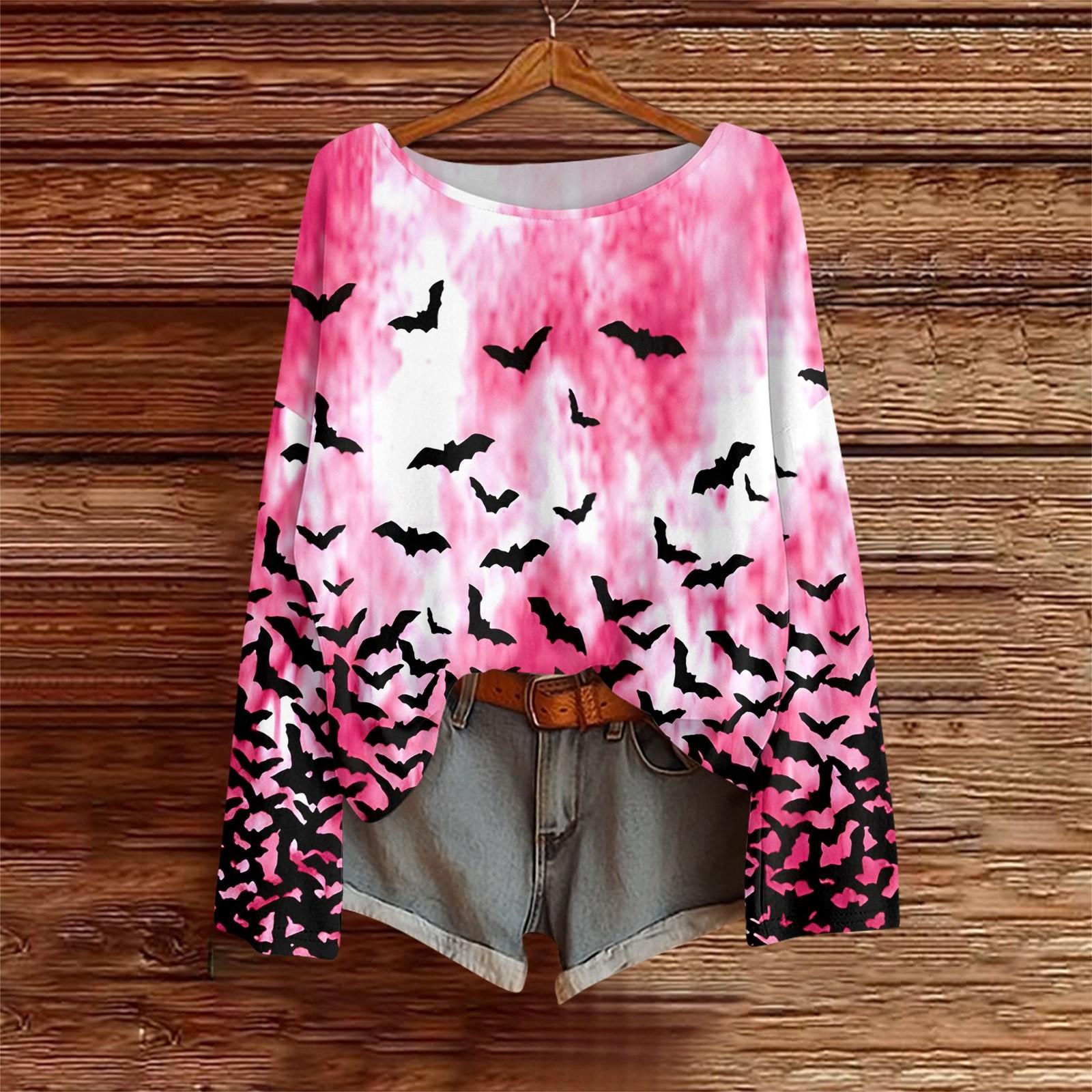 

Long Sleeve Shirts For Women Print Graphic Tees Blouses Casual Plus Size Basic Tops Pullover S