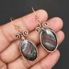Handmade Wire Wrapped Copper Earrings with Iron Tiger Eye Gemstone Vintage Boho Style Dangle Earrings for Women