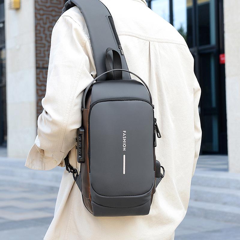Men's Anti-Theft Crossbody Bag with Password Lock for Cycling, Running, and Travel