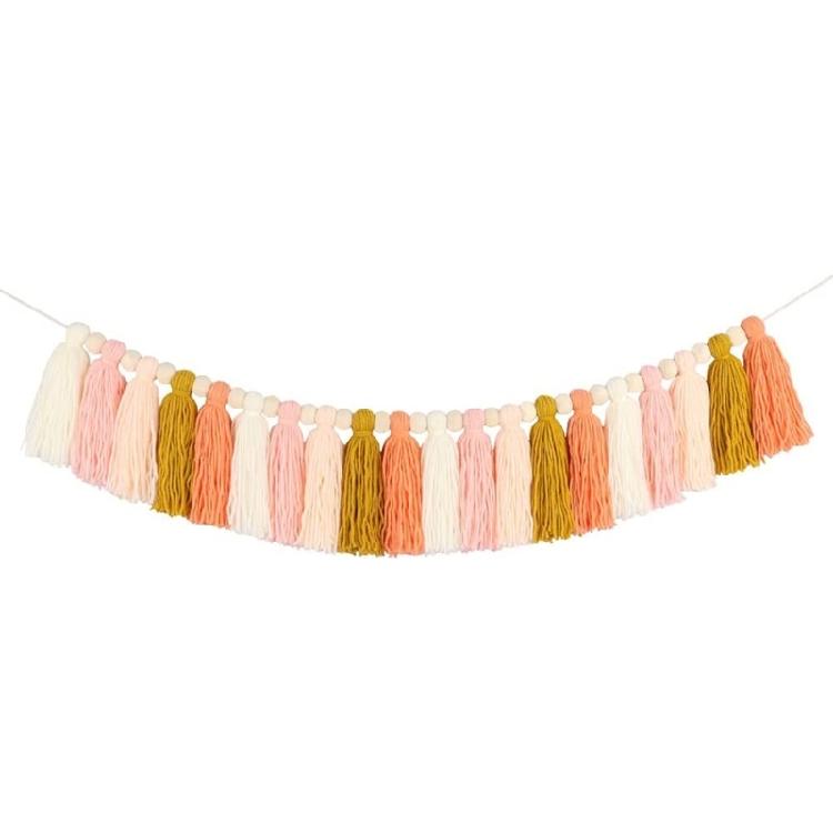 Wood Beads Garlands Farmhouses Wall Hangings Home Decorations DIY Handmade Garlands Wall Tassels Beads Pendants