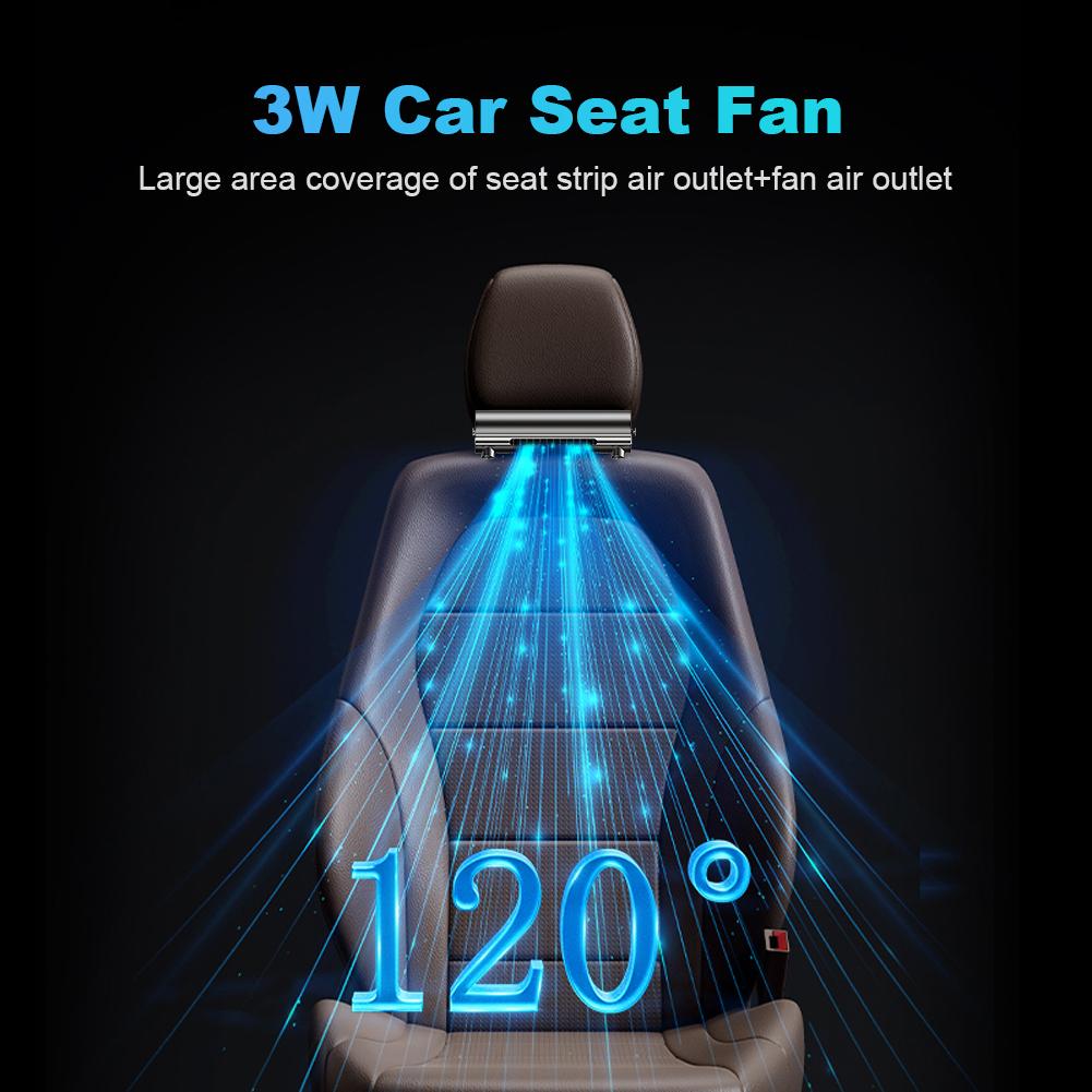 Car Seat Cooling Fan 3-Speed Strong Wind Cooler USB Powered Car Headrest Cooling Air Fan Car Interior Strong Wind Cooler