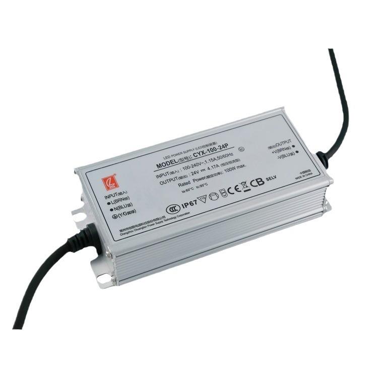 Chuanglian Waterproof 100W Power Supply, 12V/24V, UL Certified, IP67 Rating