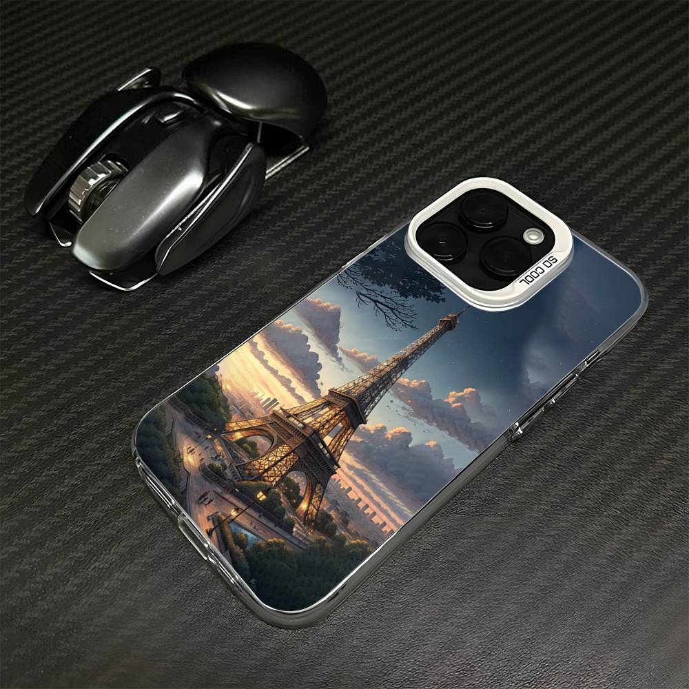 Eiffel Tower Phone Case For iPhone 16,15,14,13,12,11,Mini,Pro,MAX White Matte Shockproof Cover