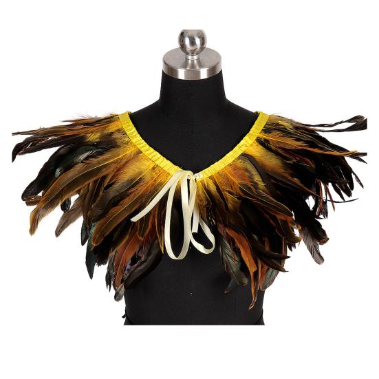 Feather Shawl Bright Color Halloween Parties Cloak Wear As Skirt or Shawl Gothic Style Shawl with Lace-Up Ribbon Costume Accessory