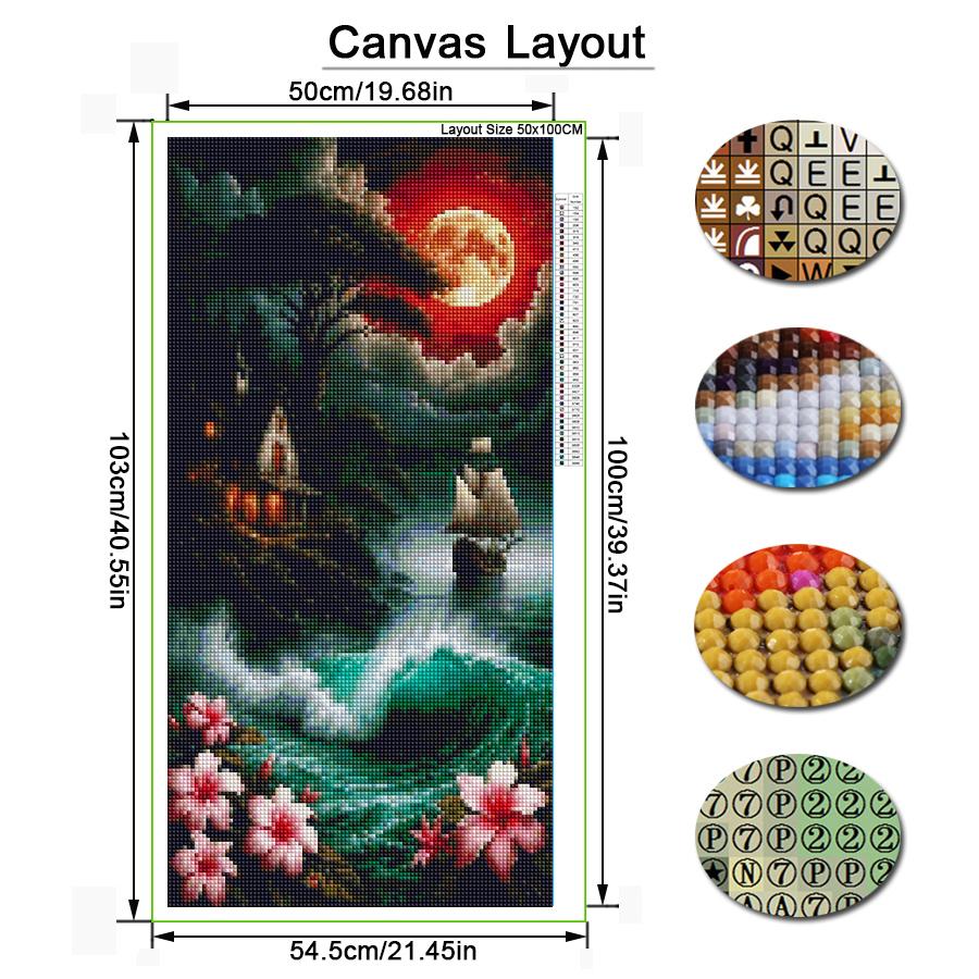 Moon Sailboat Scenery Large Size Diamond Painting New Collection Landscape Diy Full Drill Rhinestone Embroidery Mosaic Cross Stitch Kits