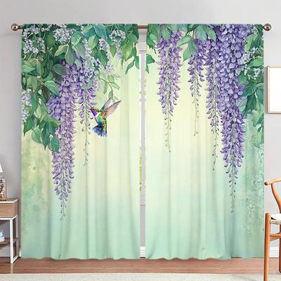 2 pièces Rideau Imprimé Wisteria Sinensis pour Décoration Intérieure - Traitement de Fenêtre à Passe Tringle pour Chambre, Bureau, Cuisine