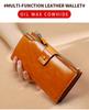 Genuine Leather RFID Anti-Theft Ladies Long Wallet Clutch with Brush Wax Finish