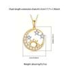 Elegant Female White Zircon Stone Skeleton Round Star Sun Pendant Necklace Gold Color Wedding Jewelry For Women