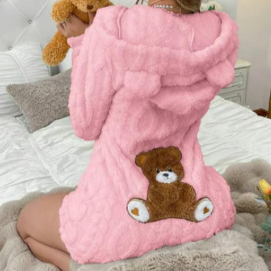Tuta Peluche con Cappuccio a Manica Lunga da Donna 2026 - Colore Unito Casual per Autunno e Inverno