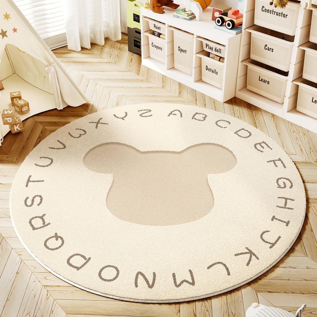 Cartoon Style Bedroom Decor Round Carpet Animal Patterns Carpets for Living Room Fluffy Soft Children Floor Mat Thick Plush Rug