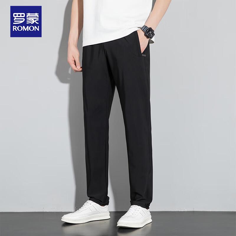 Romon Men's Quick-Dry Ice Silk Loose Straight Casual Pants