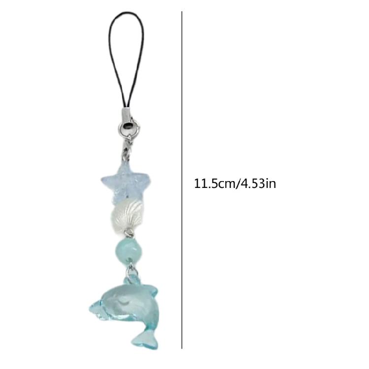 Fashion Beaded Pendant Keychain for Women and Girls Dolphin Phone Charm Keyring Stylish Bag Purse Backpack Accessory