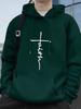 Street Style Loose-fitting Top, Simple Retro Style Letter Print Men's Hooded Sweatshirt, Autumn and Winter Casual Top